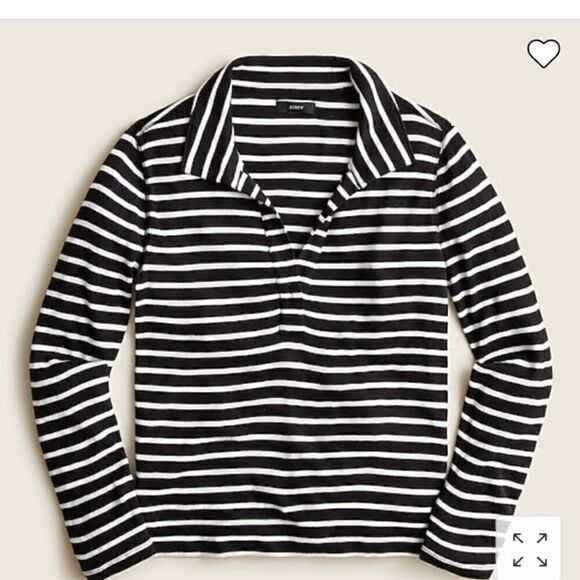 J CREW Ribbed Polo Black/White Striped Tencel NWT - Picture 5 of 12